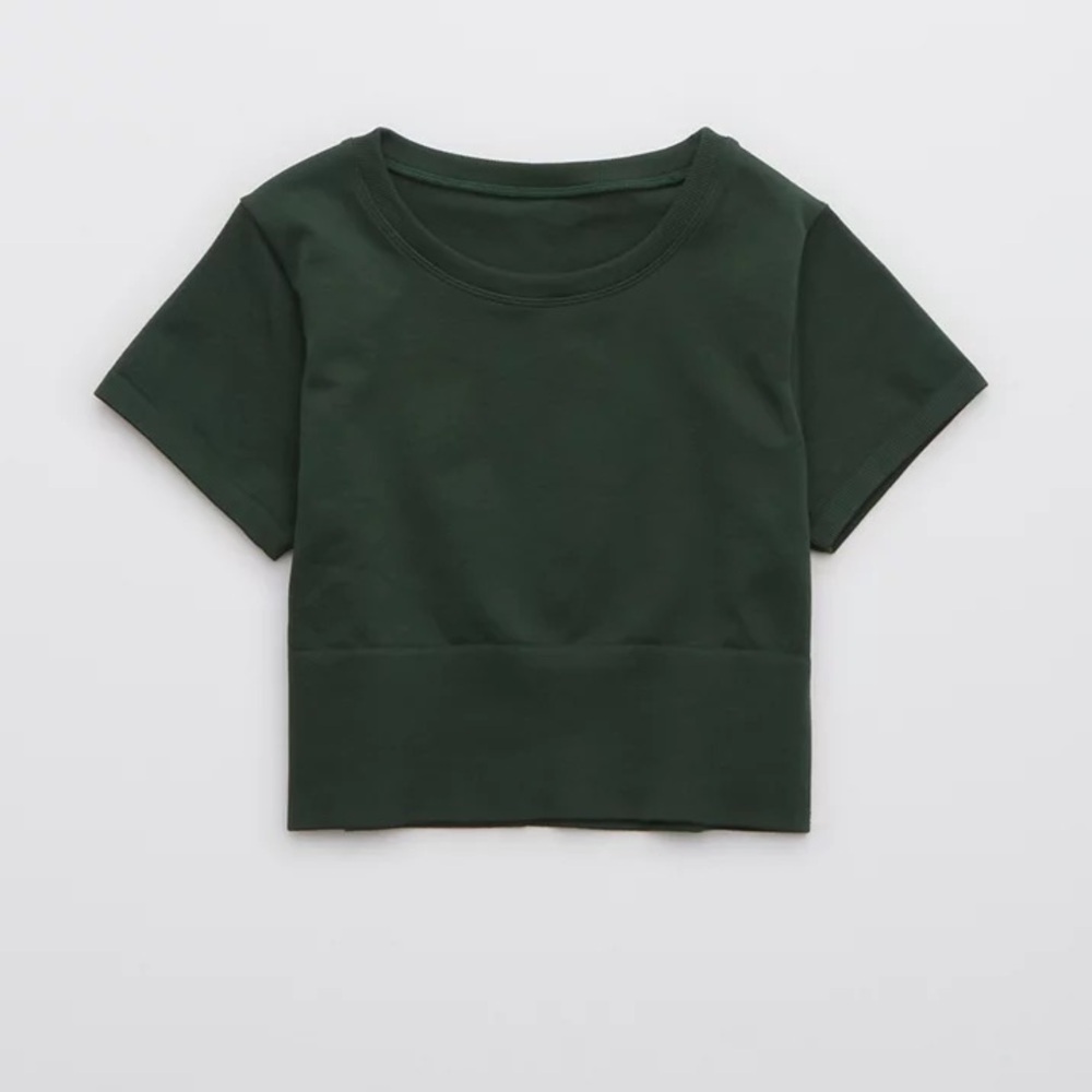OFFLINE By Aerie Sidewalk Seamless Cropped T-Shirt in Hunter Green